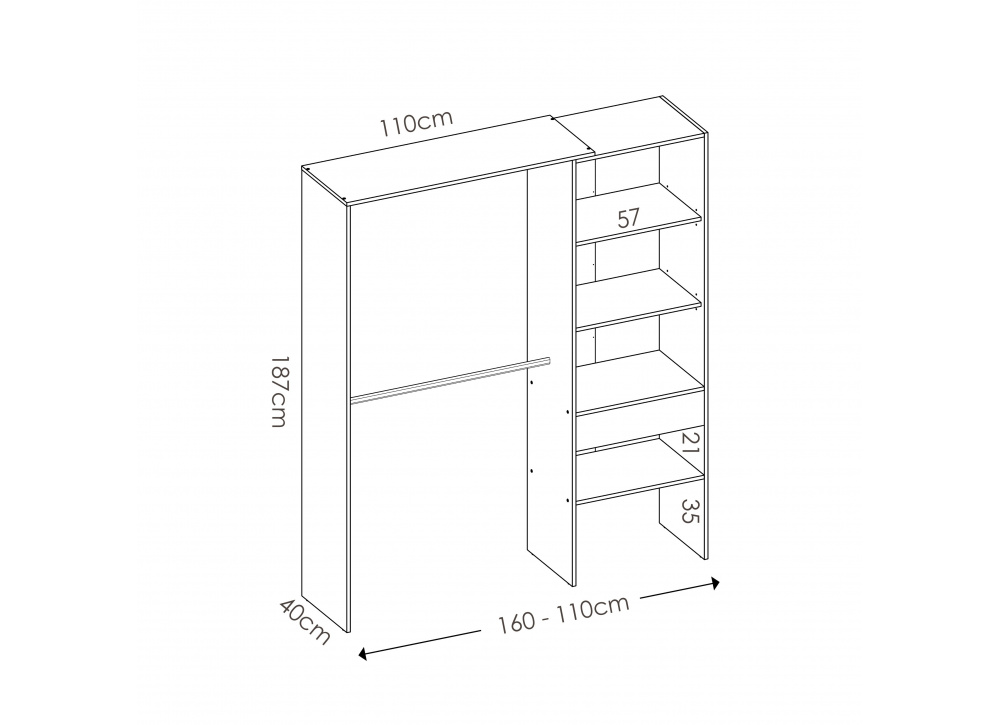VESTIDOR ARMARIO CON CAJÓN DUAL