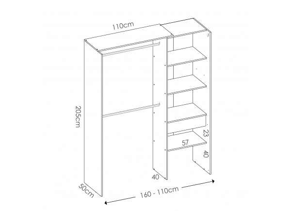 VESTIDOR ARMARIO CON CAJON Y CORTINA DUAL