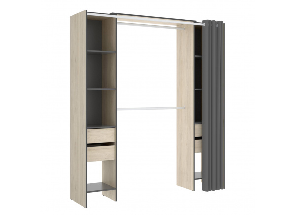 VESTIDOR ARMARIO CON 4 CAJONES Y CORTINA DUAL