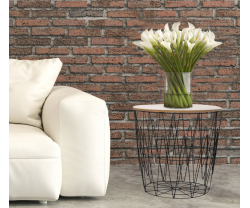 Mesita metal tapa de madera HALLDIS