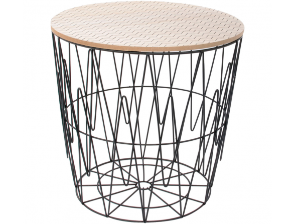 Mesita metal tapa de madera HALLDIS