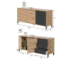 APARADOR DOS PUERTAS TRES CAJONES LUXOR