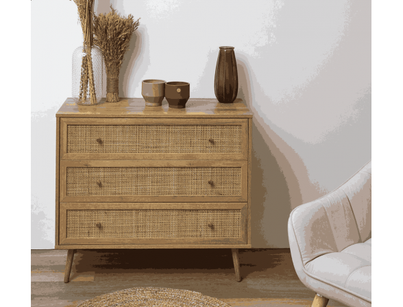 CÓMODA TRES CAJONES RATAN LOMBOK