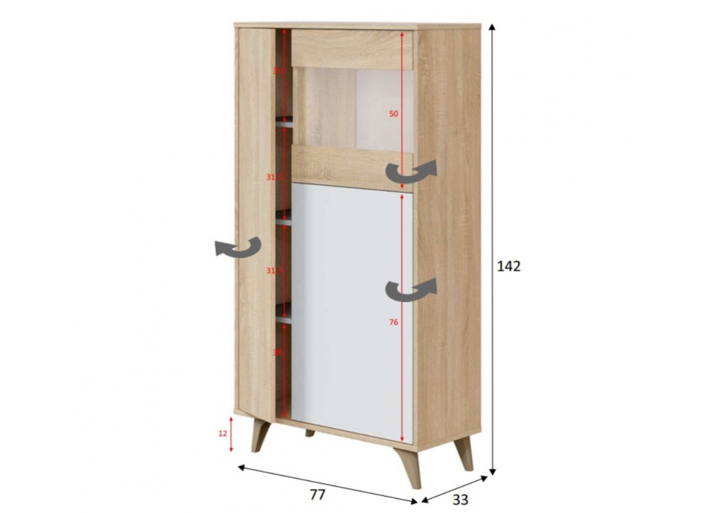 Vitrina 3 puertas MILO