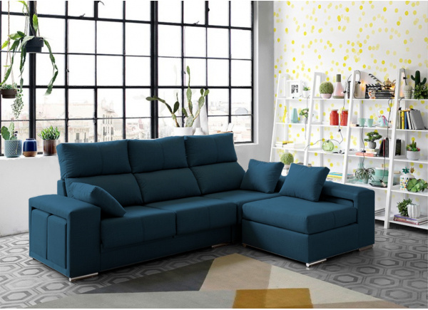 Sofá com divisória e chaise longue LEEDS