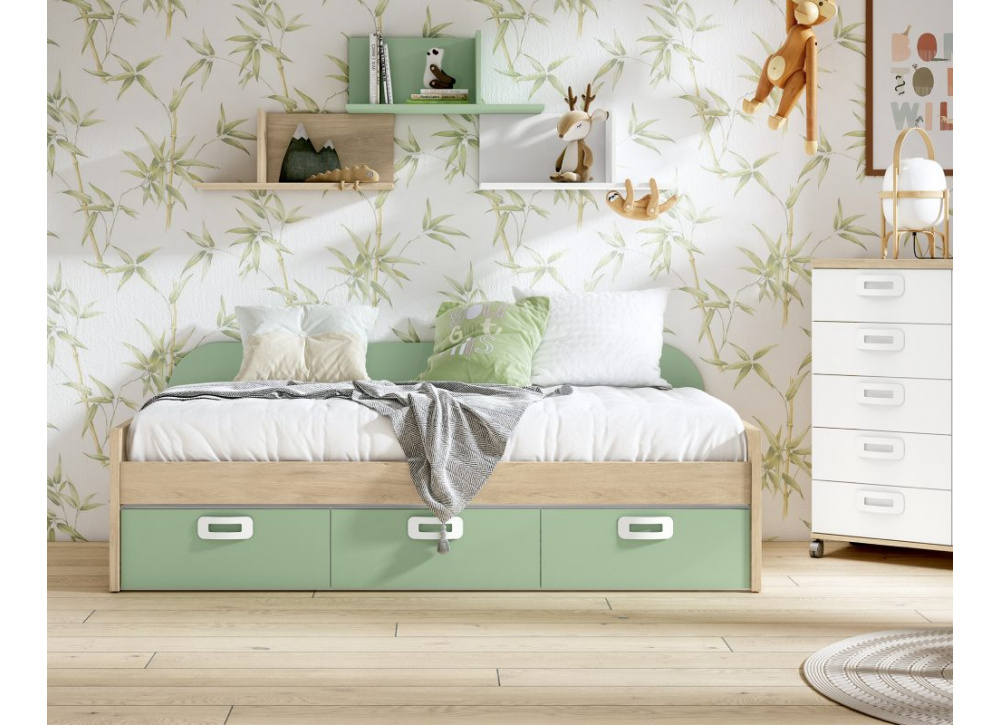 Cama nido con 3 cajones y guias metalicas CLEO