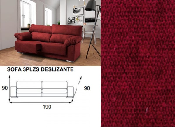 Sofá de 3 lugares deslizante e reclinável LUGO Sofá de 3 lugares deslizante e reclinável LUGO