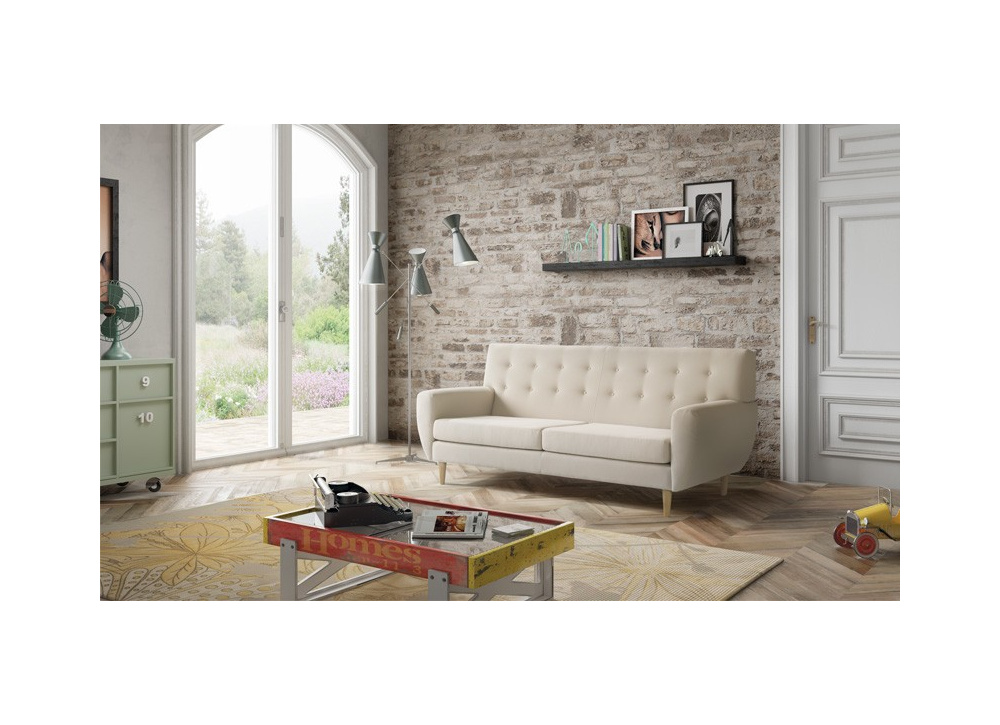 Sofá de tres plazas abotonado Brooklyn