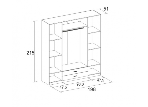 Armario 4 puertas y 2 cajones TREVI