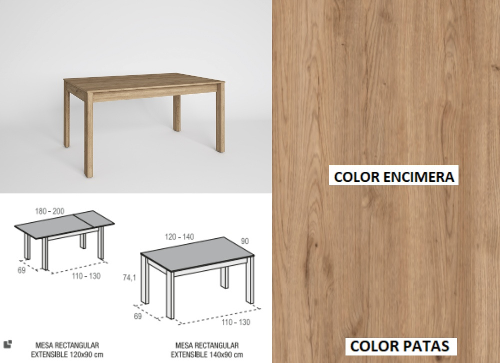 Mesa de comedor extensible lateral ENGLAND