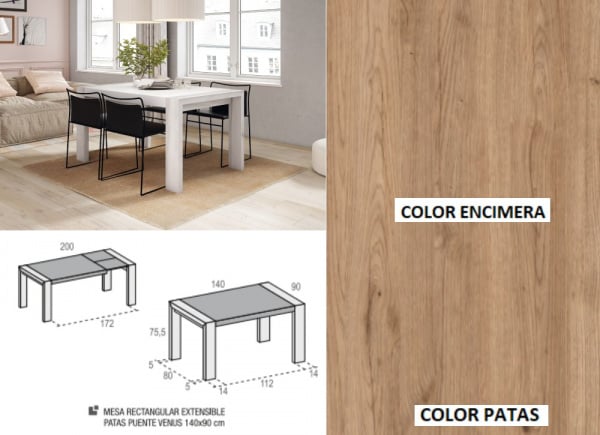 Mesa de comedor extensible pie desplazable ENGLAND Mesa de comedor extensible pie desplazable ENGLAND
