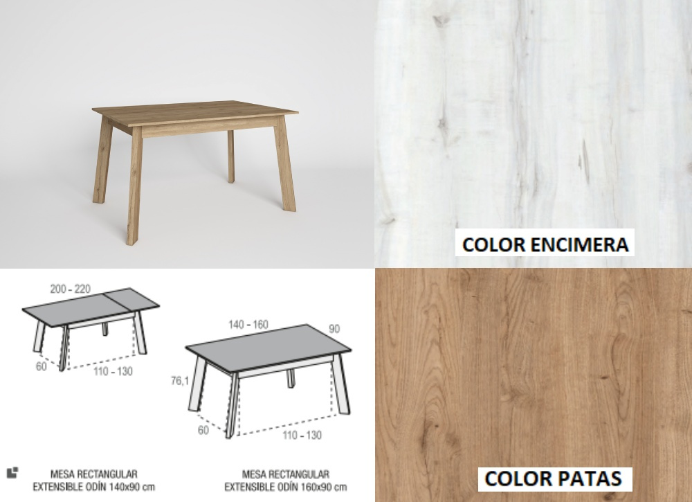 Mesa de comedor extensible pata inclinada ENGLAND