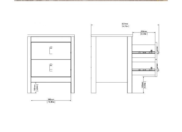 Mesita de noche 2 cajones LILLA