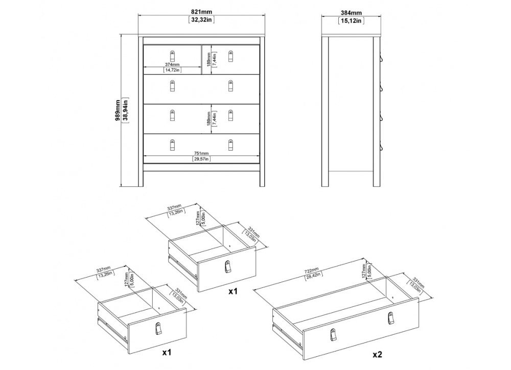 Cómoda 5 cajones LILLA