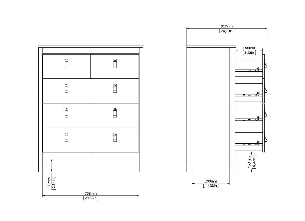 Cómoda 5 cajones LILLA