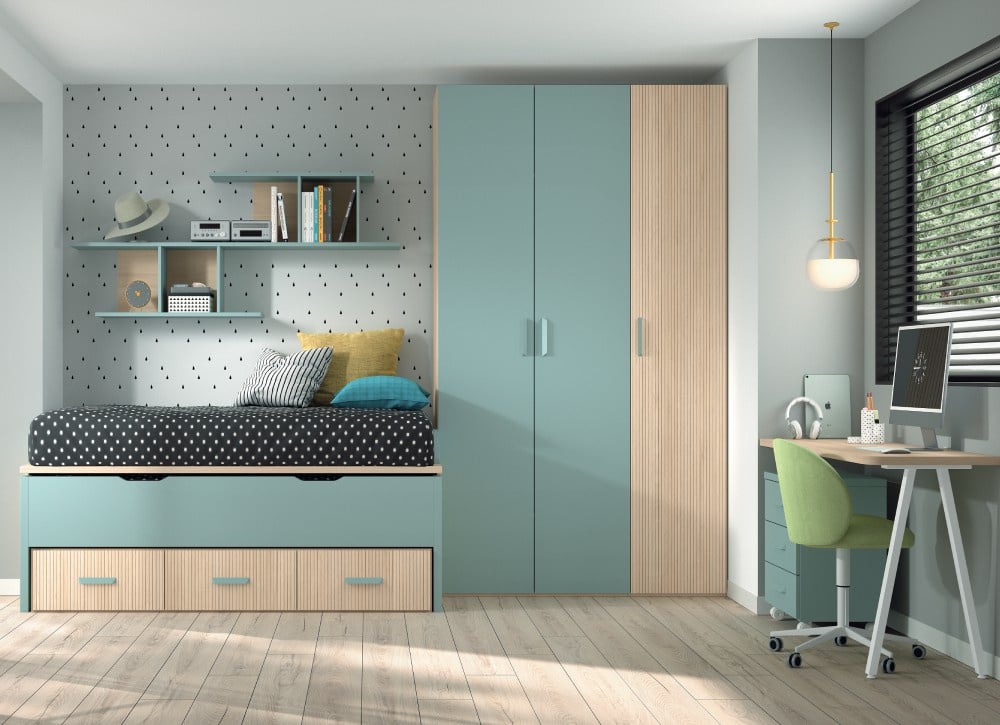 Dormitorio completo cama compacto corban SUITE