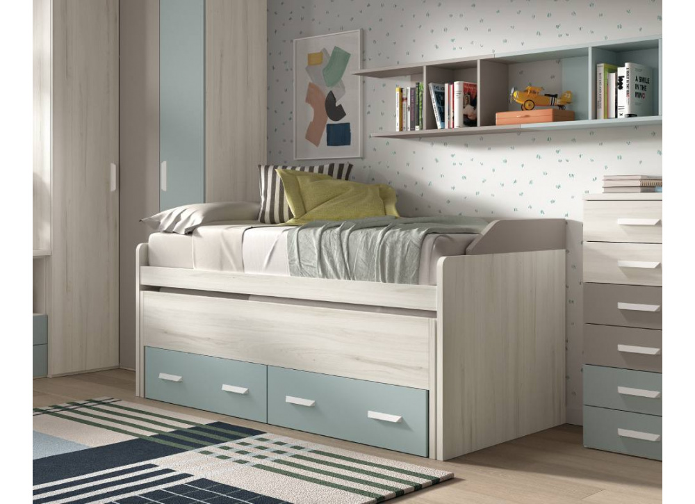 Cama escondida compacta e 2 gavetas Corban Maxi