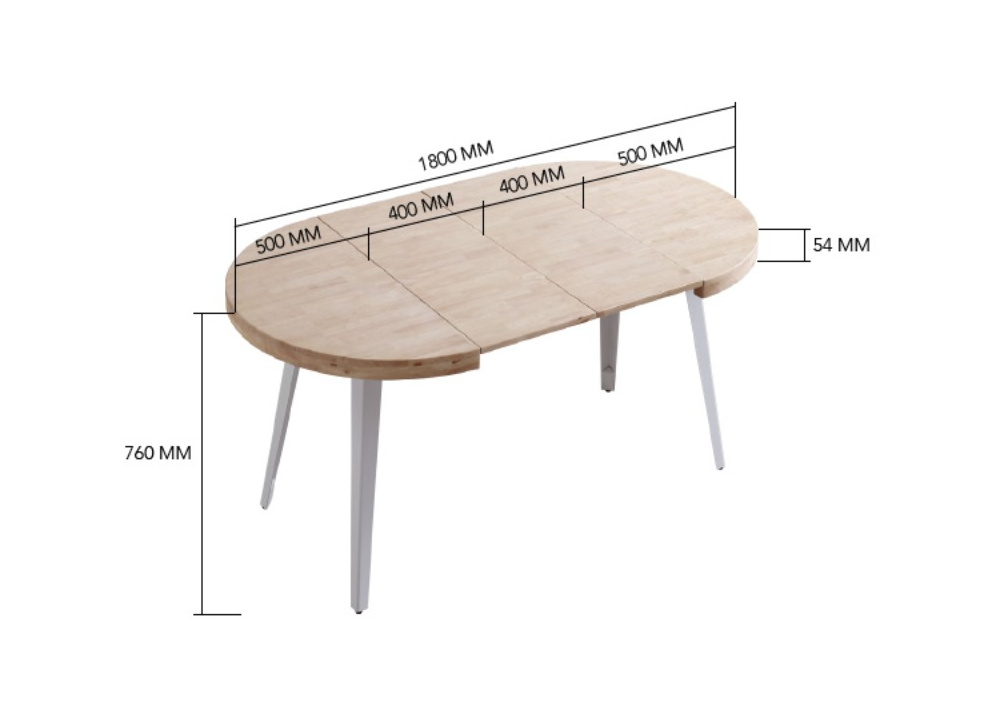 Mesa de comedor redonda extensible EIRE