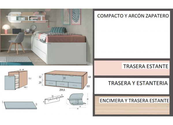 Dormitorio juvenil completo corban PLUS