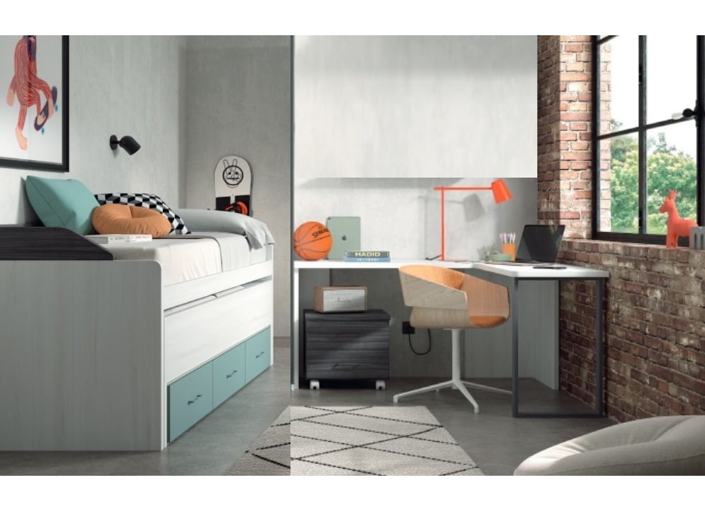 Dormitorio compacto bajo 3 contenedores con guías corban PLUS