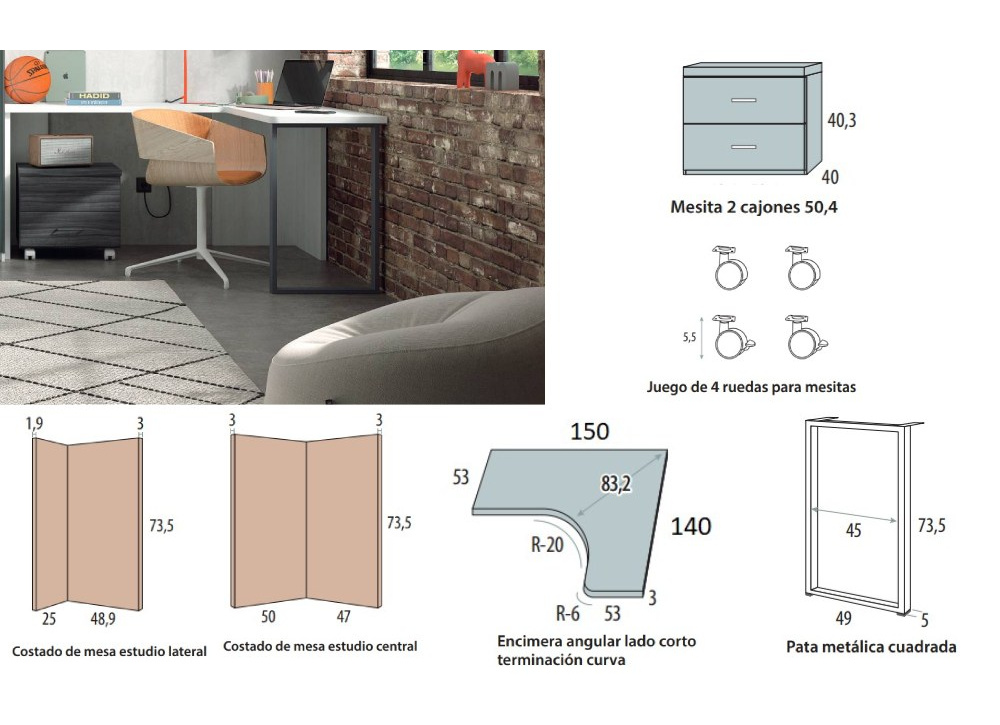 Dormitorio compacto bajo 3 contenedores con guías corban PLUS