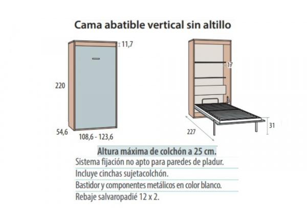 Cama abatible vertical de 90 ó 105 corban PLUS