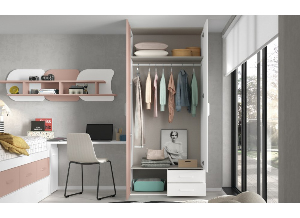 Armario 2 puertas batientes asimétricas + 2 cajones corban PLUS