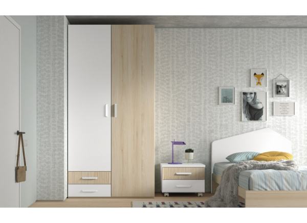 Armario 2 puertas batientes asimétricas + 2 cajones corban PLUS