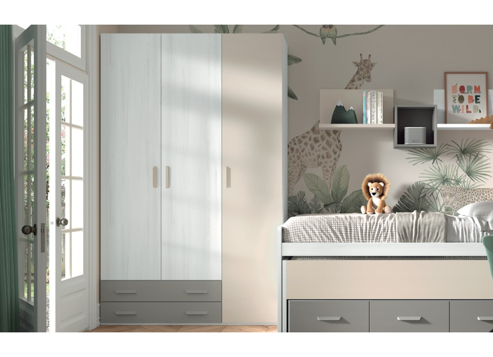 Armario 3 puertas batientes y 2 cajones corban PLUS