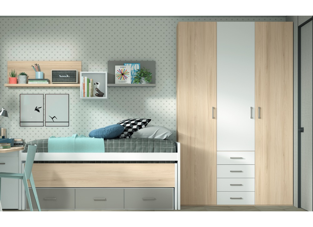 Armario 3 puertas batientes y 4 cajones corban PLUS