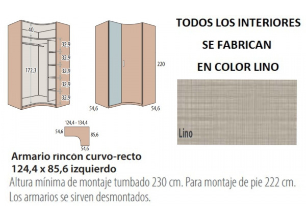 Armario rincón curvo recto corban PLUS