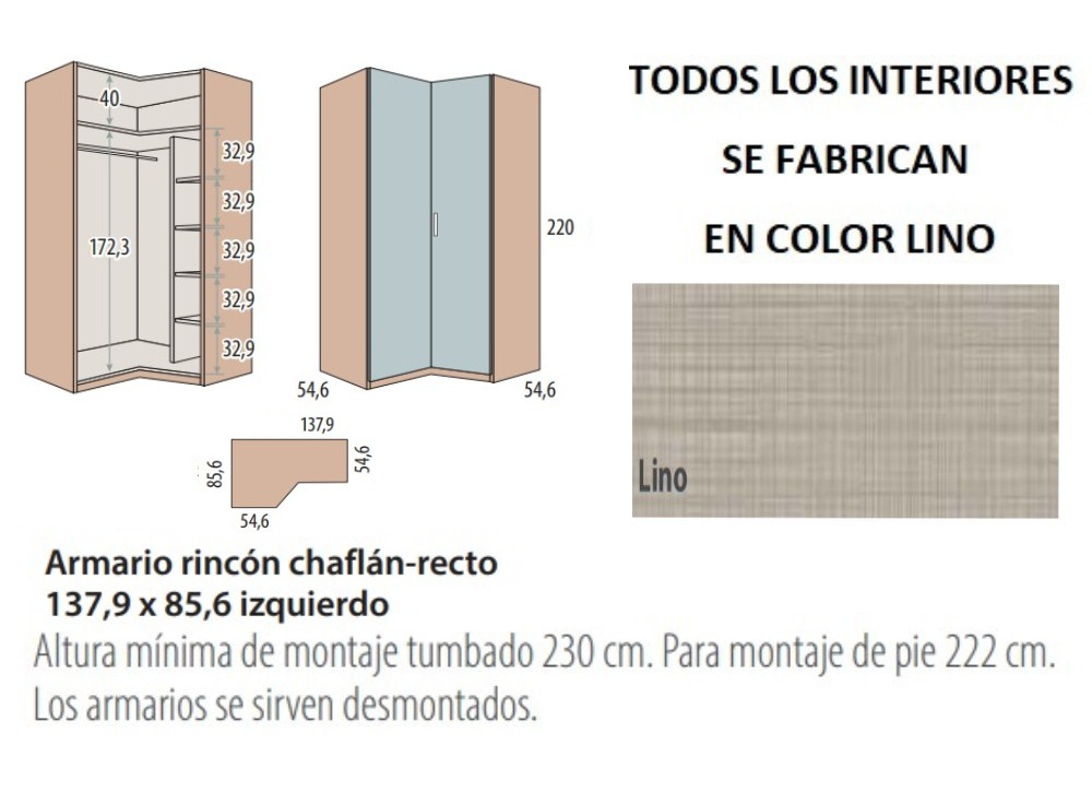 Armario rincón chaflan-recto corban PLUS