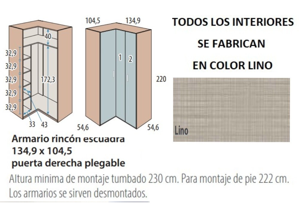 Armario rincón escuadra puertas plegable corban PLUS