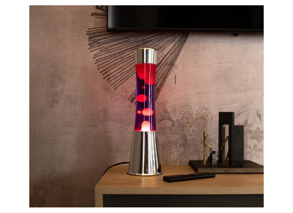 Lámpara de lava con base cromo MOON