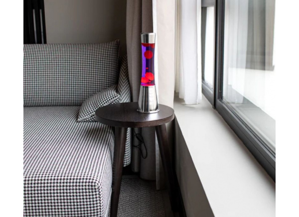 Lámpara de lava con base cromo MOON