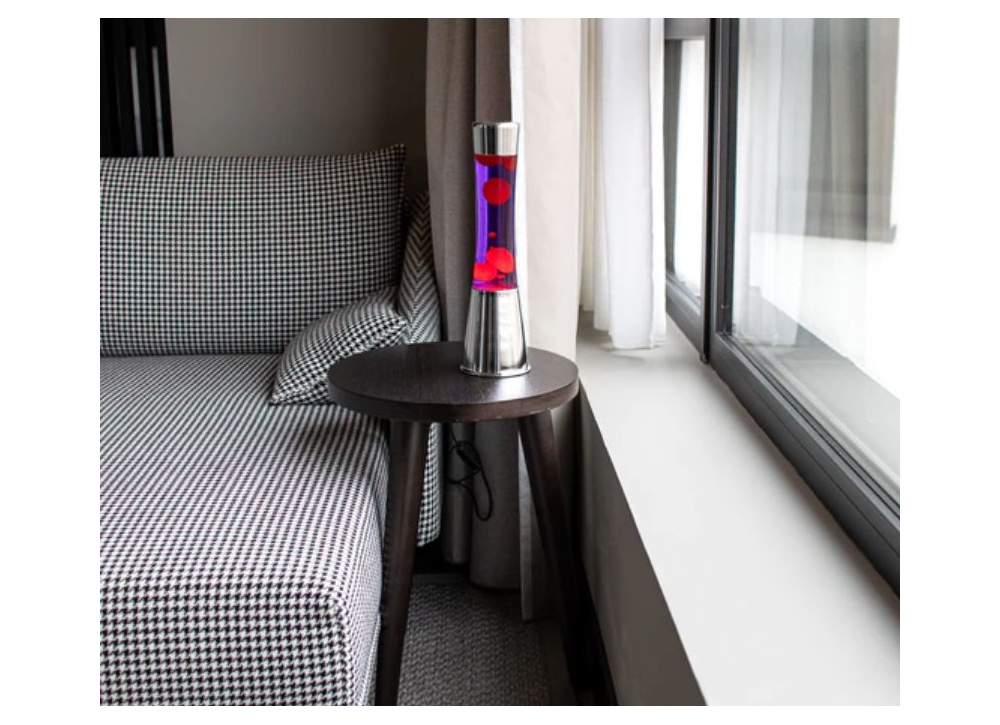 Lámpara de lava con base cromo MOON