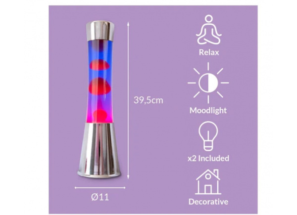 Lámpara de lava con base cromo MOON
