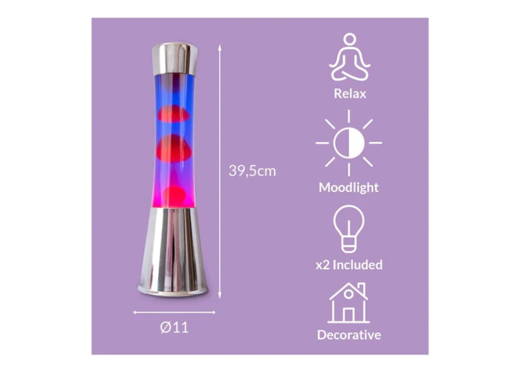 Lámpara de lava con base cromo MOON