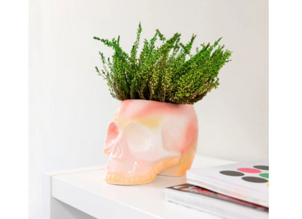 Macetero calavera rosa degradado PINK