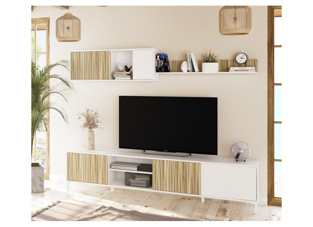 Móveis de salão branco e ripado EXOTIC