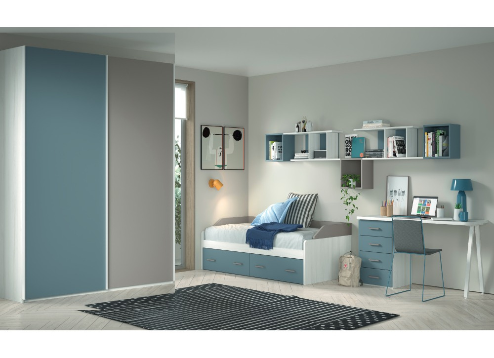 Cama ninho 2 gavetas com rodas de 90 ou 105 corbano PLUS