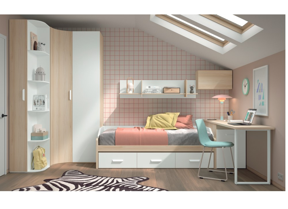 Cama de solteiro Corban PLUS 90 ou 105 cm com três gavetas