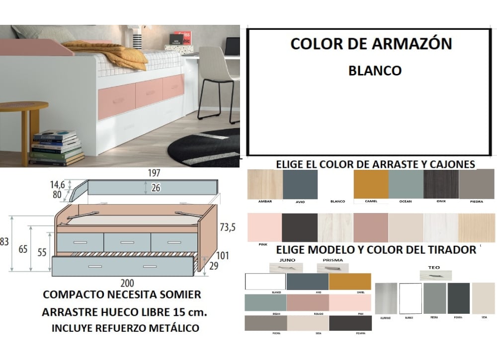 Compacto de 90 ó 105 con 3 cajones y arrastre nido corban PLUS