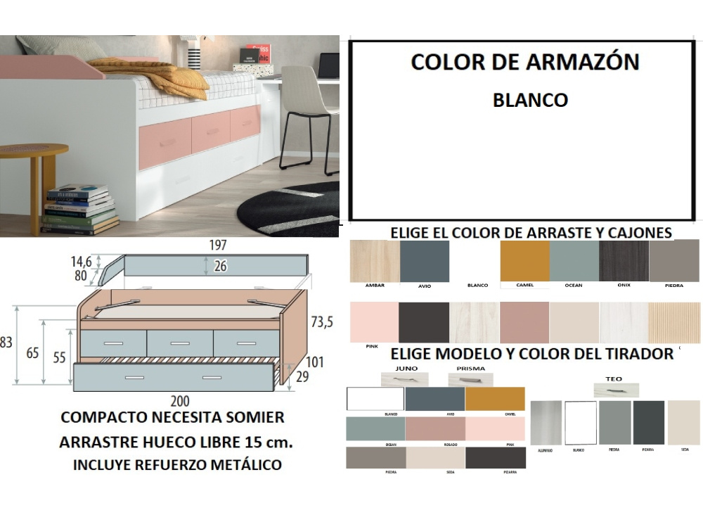 Compacto de 90 ou 105 com 3 gavetas e nide drag PLUS