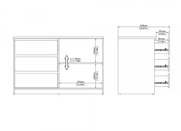 Aparador 1 puerta y 3 cajones DALIA