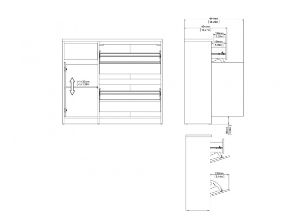 Zapatero 3 puertas y 1 cajón ALICIA