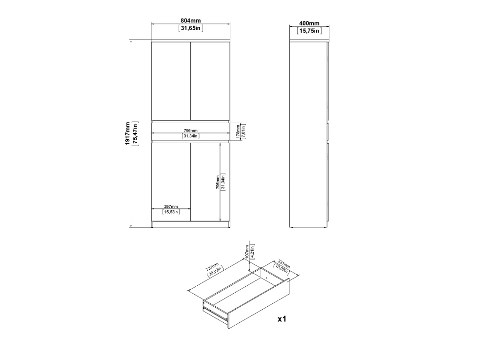 Zapatero 4 puertas y 1 cajón alexa PLUS
