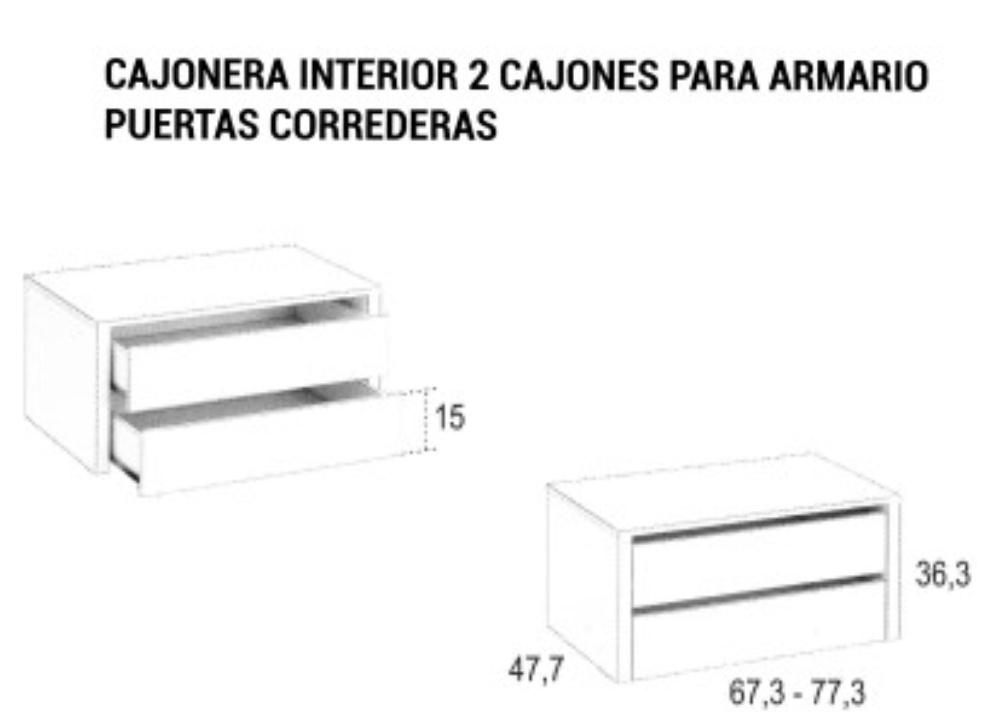 Gaveteiro interior para roupeiro com portas de correr CLEO