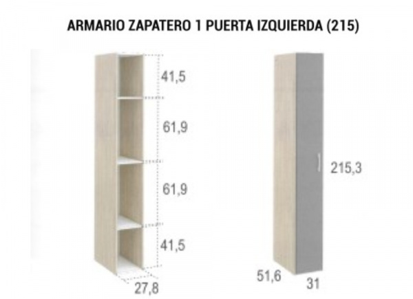 Armarios zapatero de 1 puerta CLEO