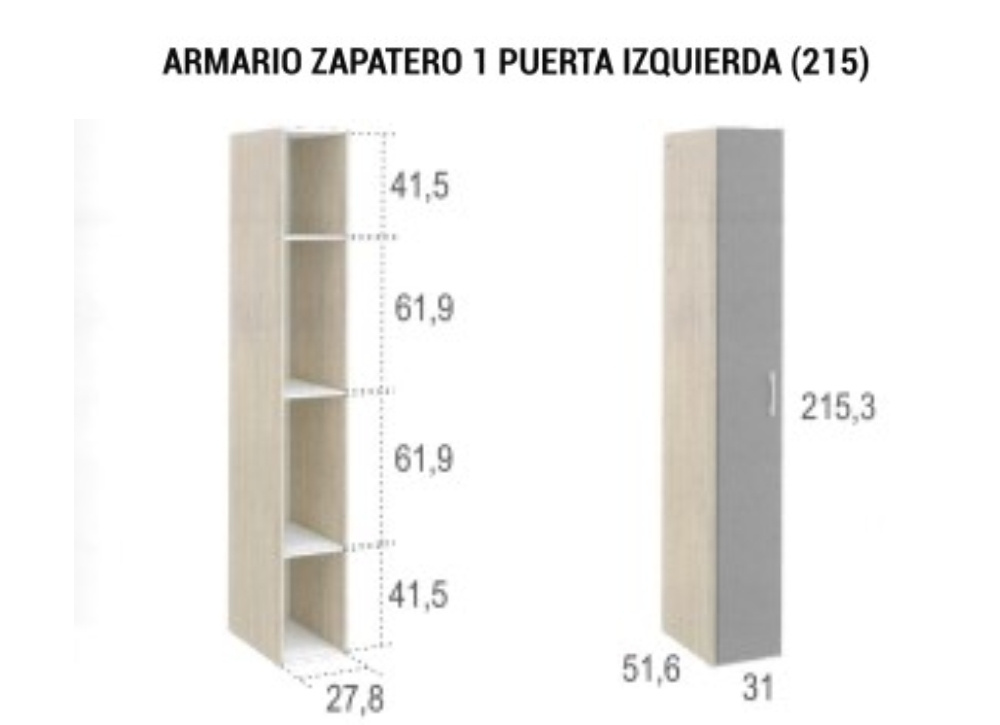 Armarios zapatero de 1 puerta CLEO